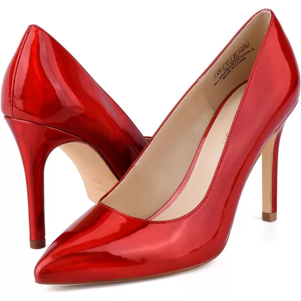 JENN ARDOR Womens High Heels Closed Pointed Toe Stiletto Classic Office Dress Bridal Wedding Pumps Sexy Prom ShoesRed Illusionpu