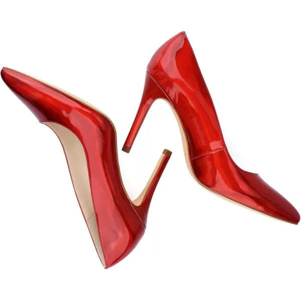 JENN ARDOR Womens High Heels Closed Pointed Toe Stiletto Classic Office Dress Bridal Wedding Pumps Sexy Prom ShoesRed Illusionpu