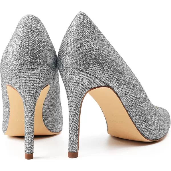 JENN ARDOR Womens High Heels Closed Pointed Toe Stiletto Classic Office Dress Bridal Wedding Pumps Sexy Prom ShoesSilver