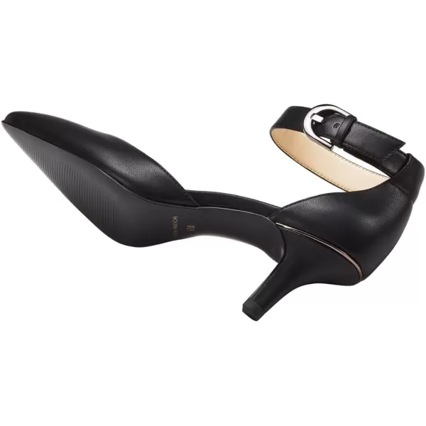JENN ARDOR Womens Kitten Heel Pumps Ladies Closed Pointed Toe DOrsay Ankle Strap Dress StilettoBlack
