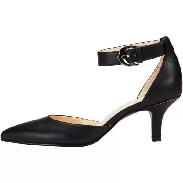 JENN ARDOR Womens Kitten Heel Pumps Ladies Closed Pointed Toe DOrsay Ankle Strap Dress StilettoBlack