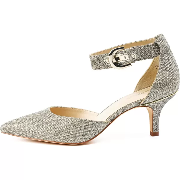 JENN ARDOR Womens Kitten Heel Pumps Ladies Closed Pointed Toe DOrsay Ankle Strap Dress StilettoGold