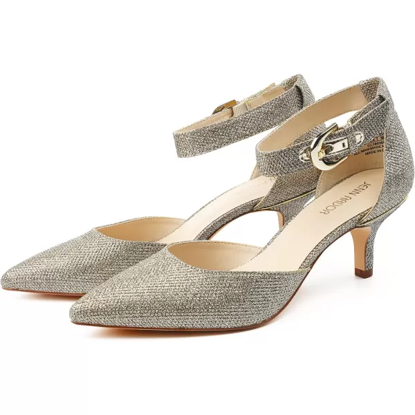 JENN ARDOR Womens Kitten Heel Pumps Ladies Closed Pointed Toe DOrsay Ankle Strap Dress StilettoGold