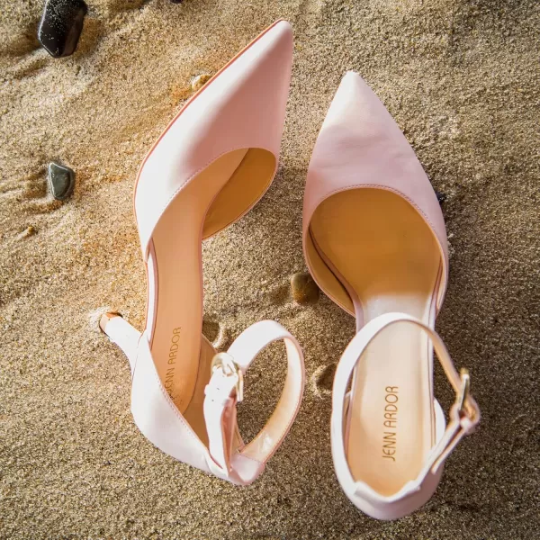 JENN ARDOR Womens Kitten Heel Pumps Ladies Closed Pointed Toe DOrsay Ankle Strap Dress StilettoPink