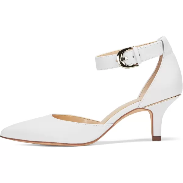 JENN ARDOR Womens Kitten Heel Pumps Ladies Closed Pointed Toe DOrsay Ankle Strap Dress StilettoWhite