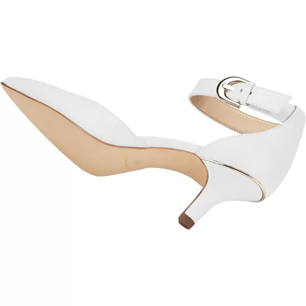 JENN ARDOR Womens Kitten Heel Pumps Ladies Closed Pointed Toe DOrsay Ankle Strap Dress StilettoWhite