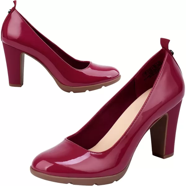 JENN ARDOR Womens Pumps Chunky Heels Platform Shoes Comfort Round Closed Toe Block Heel Pumps Dress High Heeled Office Shoes for Ladies More Than 3 inch HeelRed