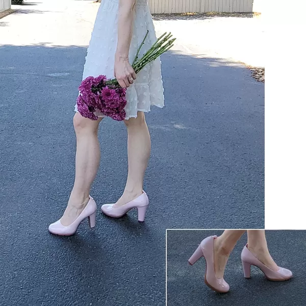 JENN ARDOR Womens Pumps Chunky Heels Platform Shoes Comfort Round Closed Toe Block Heel Pumps Dress High Heeled Office Shoes for Ladies More Than 3 inch HeelPink