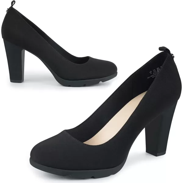 JENN ARDOR Womens Pumps Chunky Heels Platform Shoes Comfort Round Closed Toe Block Heel Pumps Dress High Heeled Office Shoes for Ladies More Than 3 inch HeelBlack 1