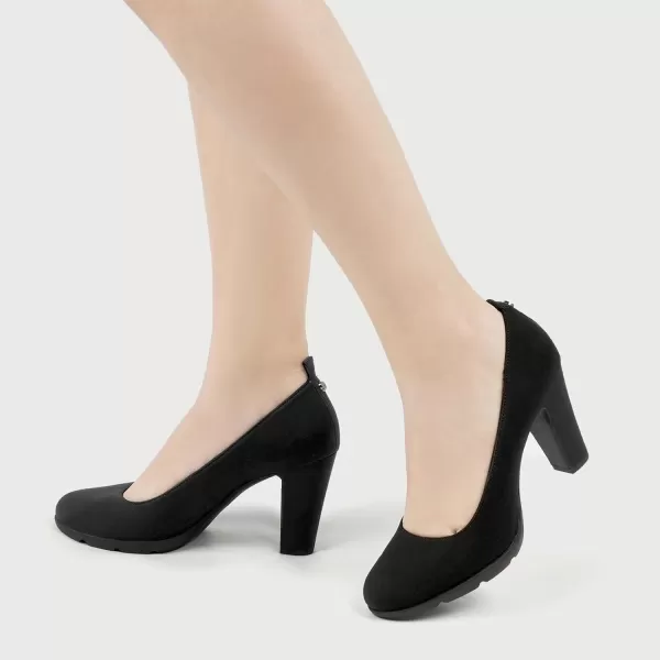 JENN ARDOR Womens Pumps Chunky Heels Platform Shoes Comfort Round Closed Toe Block Heel Pumps Dress High Heeled Office Shoes for Ladies More Than 3 inch HeelBlack 1