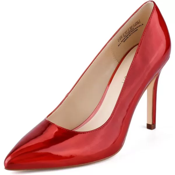JENN ARDOR Womens High Heels Closed Pointed Toe Stiletto Classic Office Dress Bridal Wedding Pumps Sexy Prom ShoesRed Illusionpu