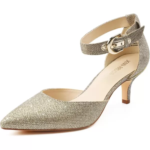 JENN ARDOR Womens Kitten Heel Pumps Ladies Closed Pointed Toe DOrsay Ankle Strap Dress StilettoGold