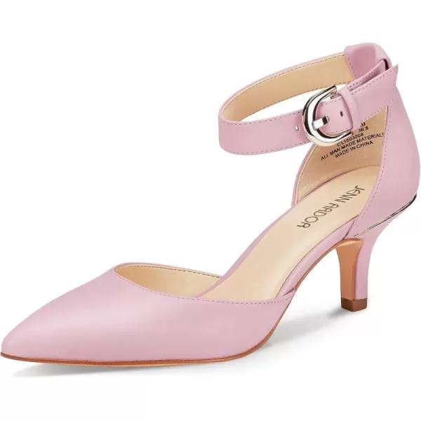 JENN ARDOR Womens Kitten Heel Pumps Ladies Closed Pointed Toe DOrsay Ankle Strap Dress StilettoPink