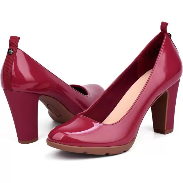 JENN ARDOR Womens Pumps Chunky Heels Platform Shoes Comfort Round Closed Toe Block Heel Pumps Dress High Heeled Office Shoes for Ladies More Than 3 inch HeelRed
