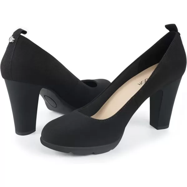 JENN ARDOR Womens Pumps Chunky Heels Platform Shoes Comfort Round Closed Toe Block Heel Pumps Dress High Heeled Office Shoes for Ladies More Than 3 inch HeelBlack 1