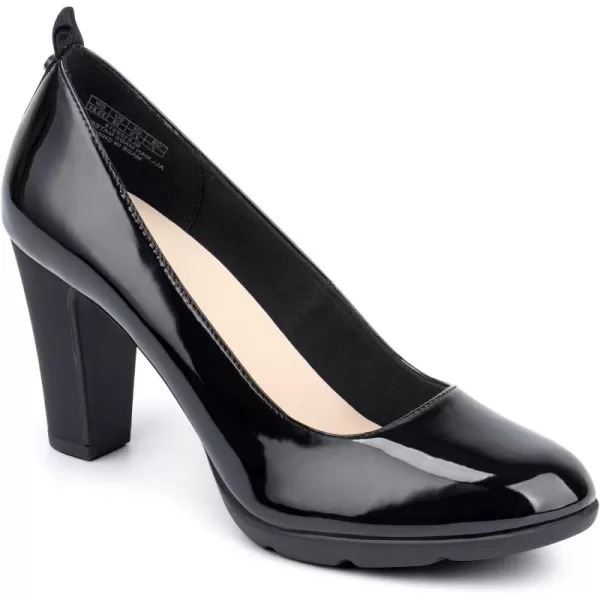 JENN ARDOR Womens Pumps Closed Round Toe Block High Heels 3 inch Leather Pump ShoesBlack