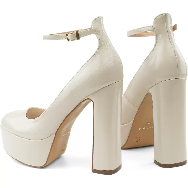JENN ARDOR Womens Chunky Platform High Heels Closed Toe Block Pumps Ankle Strap Dress Wedding Party PumpsNudePu