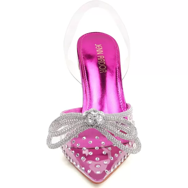 JENN ARDOR Slingback Heels for Women Low Heels Dress Shoes Bow Kitten Pumps Rhinestone Dressy Heeled SandalsPink Rhinestone