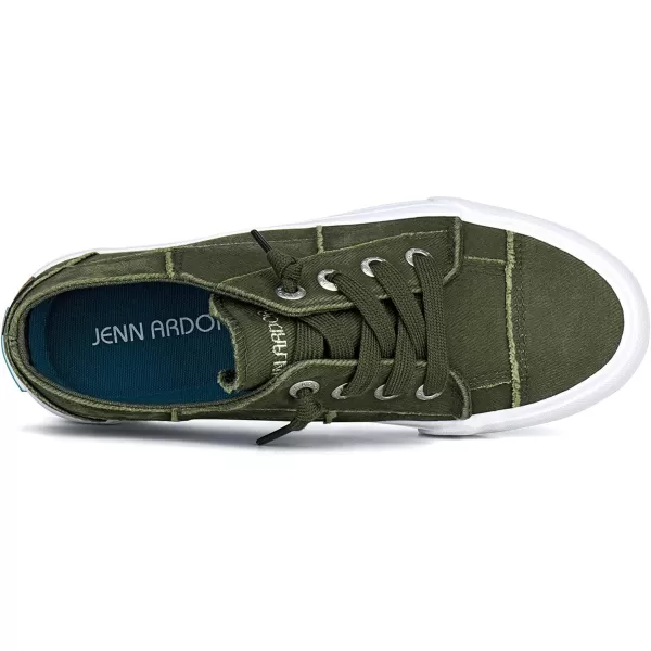 JENN ARDOR Slip On Canvas Shoes for Women Low Top Fashion Sneakers Comfortable Walking FlatsAolive