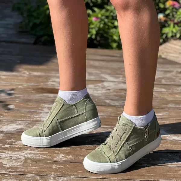 JENN ARDOR Wedge Sneakers for Women Fashion Canvas Shoes Casual Platform Hidden Heel Womens Slip On Sneaker Non Slip Side ZipperOlive