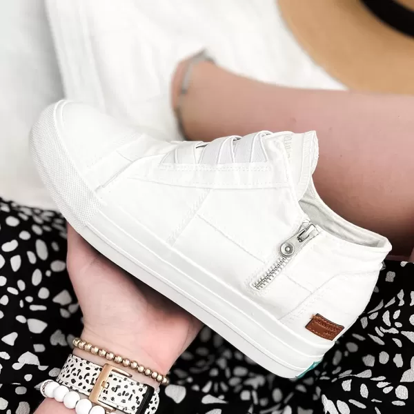 JENN ARDOR Wedge Sneakers for Women Fashion Canvas Shoes Casual Platform Hidden Heel Womens Slip On Sneaker Non Slip Side ZipperWhite