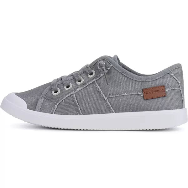 JENN ARDOR Womens Canvas Sneaker Slipons Loafers Shoes for Womens Fashion Casual Canvas Round Toe Soft Comfortable Walking FlatsLight Grey  Shoelace