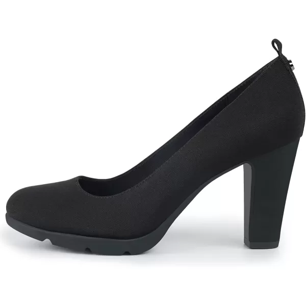 JENN ARDOR Womens Pumps Closed Round Toe Block High Heels 3 inch Leather Pump ShoesStretch Black