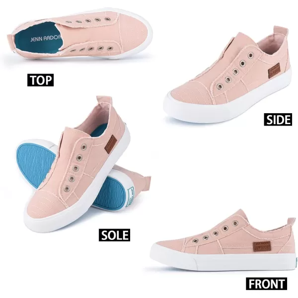 JENN ARDOR Womens Slip On Fashion Sneakers No Laces Comfortable Casual Low Canvas Sneakers Flats Walking ShoesPink