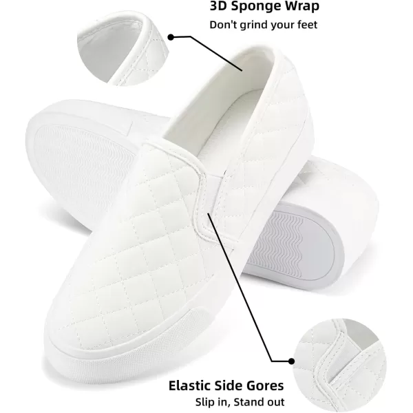 JENN ARDOR Womens Slip On Sneakers Fashion Flats Shoes Comfortable Casual Shoes for WalkingWhite