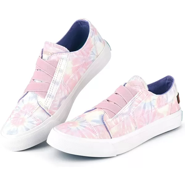 JENN ARDOR Womens Stylish Slip On Sneakers No Laces Elastic Low Top Canvas Sneakers Trendy Flats Comfortable Casual Walking ShoesLight Pink Floral