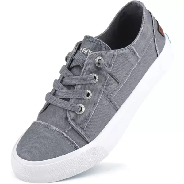 JENN ARDOR Slip On Canvas Shoes for Women Low Top Fashion Sneakers Comfortable Walking FlatsAsmoky Grey