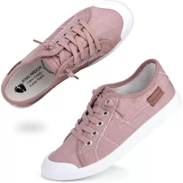 JENN ARDOR Womens Canvas Sneaker Slipons Loafers Shoes for Womens Fashion Casual Canvas Round Toe Soft Comfortable Walking FlatsPink  Shoelace
