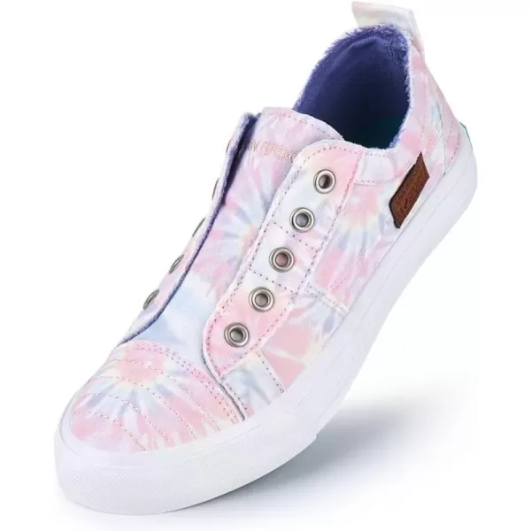 JENN ARDOR Womens Slip On Fashion Sneakers No Laces Comfortable Casual Low Canvas Sneakers Flats Walking ShoesLight Pink Floral