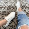 imageJENN ARDOR Fashion Slip On Sneakers for Women Classic Low Top Canvas Shoes Notie Adjustable Lace Up Flats Women Summer Shoes Breathable Comfortable Casual Sneakers for Women WalkingWhite