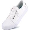 imageJENN ARDOR Fashion Slip On Sneakers for Women Classic Low Top Canvas Shoes Notie Adjustable Lace Up Flats Women Summer Shoes Breathable Comfortable Casual Sneakers for Women WalkingAmilky White