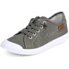 imageJENN ARDOR Womens Slip On Sneakers Casual Canvas Shoes Fashion Closed Round Toe Flats Fixed Laceup Comfy Lowtop for Walking Solid Pattern Ladies ShoesGrey