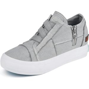 imageJENN ARDOR Women Hidden Wedge Canvas Sneakers Slip on Flats Shoes Walking Shoes with Side Zipper