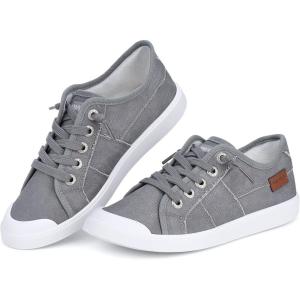 imageJENN ARDOR Womens Comfortable Fall Shoes Stylish Canvas Fashion Sneakers Cute Lightweight Slip On Shoes Casual Flats for WalkingA Modern Light Grey