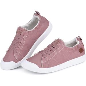 imageJENN ARDOR Womens Comfortable Fall Shoes Stylish Canvas Fashion Sneakers Cute Lightweight Slip On Shoes Casual Flats for WalkingBlight Pink