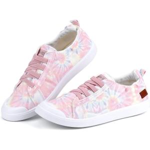 imageJENN ARDOR Womens Comfortable Fall Shoes Stylish Canvas Fashion Sneakers Cute Lightweight Slip On Shoes Casual Flats for WalkingLight Pink Floralb