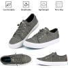 imageJENN ARDOR Fashion Slip On Sneakers for Women Classic Low Top Canvas Shoes Notie Adjustable Lace Up Flats Women Summer Shoes Breathable Comfortable Casual Sneakers for Women Walking AGrey
