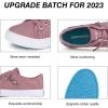 imageJENN ARDOR Womens Fashion Slip on Sneakers Tennis Shoes Non Slip Casual Canvas Shoes for Women Comfortable Walking Shoes Low Top Sneakers Flats with ZipperPink23
