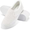 imageJENN ARDOR Womens Fashion Sneakers Perforated Slip on Flats Comfortable Walking Casual ShoesAwhite