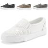 imageJENN ARDOR Womens Fashion Sneakers Perforated Slip on Flats Comfortable Walking Casual ShoesAwhite