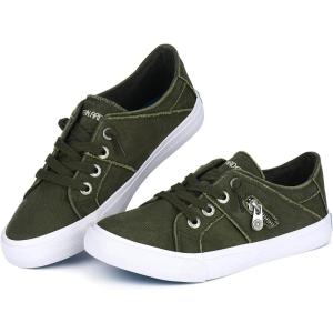 imageJENN ARDOR Womens Fashion Slip on Sneakers Tennis Shoes Non Slip Casual Canvas Shoes for Women Comfortable Walking Shoes Low Top Sneakers Flats with ZipperOlive Green23