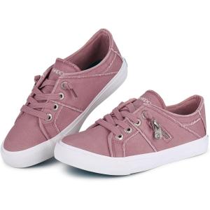 imageJENN ARDOR Womens Fashion Slip on Sneakers Tennis Shoes Non Slip Casual Canvas Shoes for Women Comfortable Walking Shoes Low Top Sneakers Flats with ZipperPink23