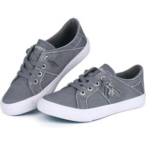 imageJENN ARDOR Womens Fashion Slip on Sneakers Tennis Shoes Non Slip Casual Canvas Shoes for Women Comfortable Walking Shoes Low Top Sneakers Flats with ZipperLight Grey23