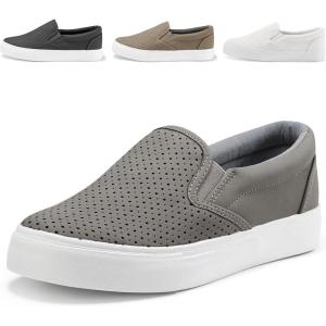 imageJENN ARDOR Womens Fashion Sneakers Perforated Slip on Flats Comfortable Walking Casual ShoesAgrey
