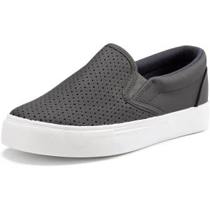 imageJENN ARDOR Womens Slip On Sneakers PerforatedQuilted Casual Shoes Fashion Walking FlatsBlack