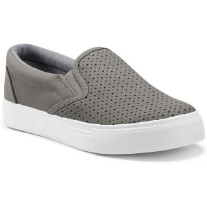 imageJENN ARDOR Womens Slip On Sneakers PerforatedQuilted Casual Shoes Fashion Walking FlatsGrey06